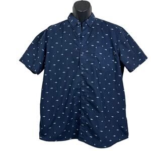 Molokai Surf Aloha Blue Shark Cotton Short Sleeve Shirt Mens Size XL‎